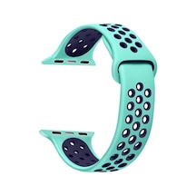 25978 Apple Watch Series 1 38mm Rainbow Sport Band İçin Kordon Yeşil Lacivert Watch Series 1 38mm İle Uyumlu Kordon - Kayış - Yeşil Lacivert Çok Renkli