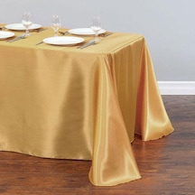 Altın En Kaliteli Düz Renk Saten Masa Örtüsü Ev Yemek Masası Dekor Xl