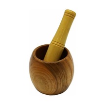 Ahşap Bambu Havan Sarımsak Dövücü, 8cm Çap, 5.5cm Derinlik, 9.5cm Yükseklik, Fileli Ambalaj