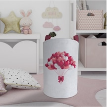 Mekta Home Bebek Ve Çocuk Odası Fiyonklu Kalpli Balon Desenli Oyuncak Sepeti Renkli Çok Renkli