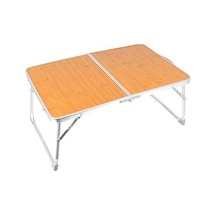 Dancemonkey Taşınabilir Tahta Piknik Masası Katlanabilir Kamp Bambu Alüminyum Alaşımlı 61x40.5x27cm 001 + Kt Ahşap Çok Renkli