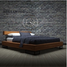 Noz Doğal Ağaç Karyola Çift Kişilik-200x200 Cm- Açık Ceviz Renk