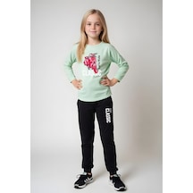 Fyk Kids Kız Çocuk Pembe Motor Baskılı Bel Detayiı Lasti Kli Alt-üst Pi Jama Takımı Yeşil