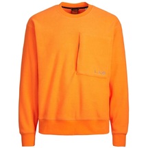 Jack & Jones Işlemeli Bisiklet Yaka Polar Turuncu Sweatshirt 12241523