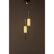 Lüks Gold 2'li Çubuk Formlu Buzlu Camlı Modern Tasarım Avize Eskitme