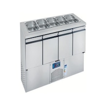 Karacasan Endüstriyel 430 Çelik Kaliteli 632 Lt 186 Cm Dört Kapılı Alttan Motorlu Küvetli Yatay Buzdolabı