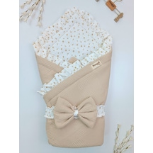 Pike Bebek Battaniyesi Dış Kundağı %100 Pamuklu Çiçek Desenli Yenidoğan Hastane Çıkışı Mevsimlik Sütlü Kahve