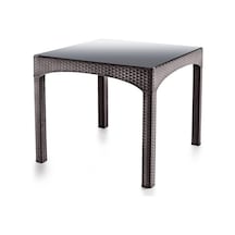 Omnipazar Omnipazar Sy-2576 Kahverengi Rattan Kapalı Temperli Camlı Masa Ka Kahverengi