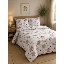 Çift Kişilik Nevresim Takımı %100 Pamuk 200x220 Lastikli Çarşaflı 160x200 Kahverengi