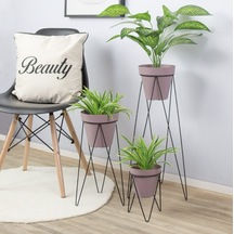 Metal Çiçeklik. Ayaklı Iskandinav Saksı Tutucu 3 ‘Lü Set Wd-255