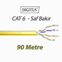Digitus Cat6 Saf Bakır U-utp Data Kablosu Lszh Low Smoke Zero Halogen Sarı 90 Mt