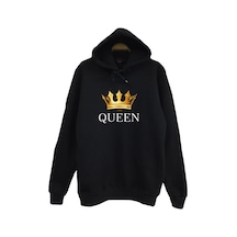 Queen Tacı Baskılı Çocuk Sweatshirt Siyah