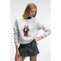 Grimelange Aelorıa Kadın Önü Baskılı Reglan Kol Oversize Grimelanj Sweatshirt Grimelanj