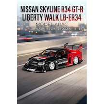 TıfılToys Hobbiez Lisanslı Nissan Skyline R-34 Model Diecast Car 1/24 Ölçek Metal Standlı Araç