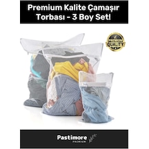 Premium Kalite Yıkama Renkli Fermuarlı Fileli Çamaşır Torbası Kirli Temiz Sepeti 3 Adet Çok Renkli