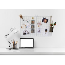 Aparatlı Tel Duvar Panosu - Fotoğraf, Not Ve Aksesuar Askısı - Çok Amaçlı Dekoratif Düzenleyici Pano 45x35 Cm