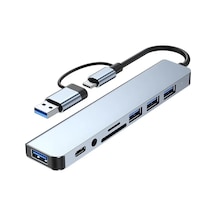 Usb 8'i 1 Arada Hub 3.0 Usb C Hub Dock İstasyonu Yüksek Hızlı İletim Usb 8in1 Hub Usb Ac