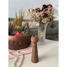 Sammwood Doğal Ahşap Şamdan Mumluk Kayın Ağacından Tekli