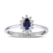 Lova Pırlantalı Oval Safir Anturaj Yüzük - 1020231