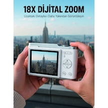 Kompakt Dijital Fotoğraf Makinesi Beyaz 18x Dijital Zoom Destekli