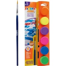 Carioca Tempera Sulu Boya Süper Yıkanabilir Fırçalı 25 Ml 6 Renk Fosforlu 40486 Çok Renkli