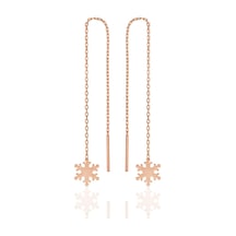 Gümüş Rose Kar Tanesi Zincir Küpe