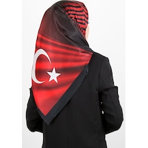 Kadın Renklibutik Kırmızı Dijital Tafta Tesettür Bayrak Eşarp