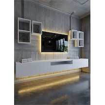Resital Duvara Monte Ledli 270 Cm Tv Ünitesi Duvar Raflı - Ll6031 Beyaz