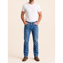 71991f-73604 Erkek Straıght Fıt Mıd Rıse Denim Pantolon 71991f-73604 Açık Mavi