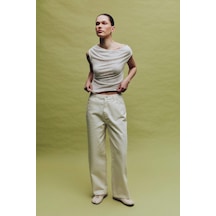 Defacto Baggy Fıt Normal Bel Standart Boy Gabardin Pantolon G9893ax26spwt84 Beyaz-wt84