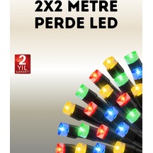 Taşınabilir Pil İle Çalışan Led Işık 2x2 Metre Perde Modeli - Lisinya Siyah