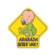 Arabada Bebek Var Araba Stickeri 15x15cm Abanoz