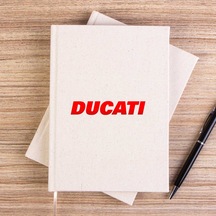 Ducati Red Logo Çizgisiz Kanvas Defter Krem