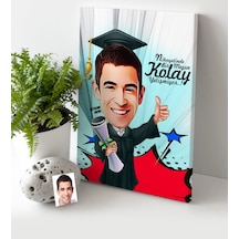 Kişiye Özel Bay Mezun Karikatür Kanvas Tablo (30 X 50 Cm.) 1