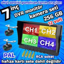 2 Adet Kelebek Kameralı 7 İnç Hybrid 4 Kanallı 256 Gb Destekli Dvr Monitör Seti - 12 Volt