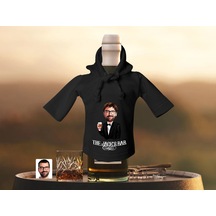 Bk Gift Kişiye Özel Karikatürlü Mini Siyah İçki Şişesi Tişörtü , Ev Bar Dekoru, Viski, Şarap, Votka, Rakı Şişesi Tişörtü, Ev Barı-2