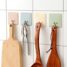 Xiyyadms Bej Kareli Delmezsiz Duvar Kanca - 5 Kg Yük Taşıma - Banyo/mutfak - Suya Dayanıklı Abs Ve Paslanmaz Çelik Diğer