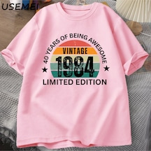 Flood Of Style 40th Doğum Günü Erkek Tişört Yapılan 1984 Vintage Tshirt 40 Yaşında T Shirt Erkekler İçin Rah Pembe