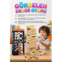 Ahşap Gökdelen Ahşap 54 Parçalı 4 Kişilik Eğitici Ve Zeka Aile Kule Denge Oyunu