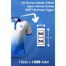 50 Numara Beden Etiketi / Tırnak Etiketi 1 Rulo X 1000 Adet