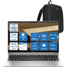 HP ProBook 450 G10H9969H2ETH31 i7-1355U 5ghz 64 GB 256 GB SSD 15 6" W11H FHD Dizüstü Bilgisayar + Zetta Çanta