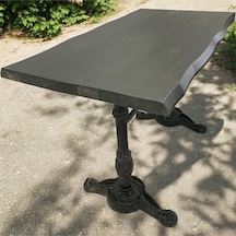 Cafe Masa Köknar Kütük Masa Siyah Aslan Ayak 180x90 Siyah