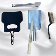 Mangal Set 4'lü Barbekü Maşası-plastik Yelpaze,tel Fırça,ateşş Küreği Küçük Boy