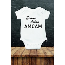 Hediyenza Benim Aslan Amcam Özel Tasarım Bebek Zıbın Pamuklu Çıtçıtlı Body Beyaz