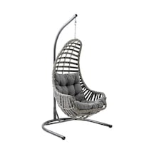 Capri Swing Datça Tekli Rattan Bahçe Balkon Salıncağı Gri Diğer