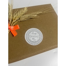 Handmade El Emeği Göz Nuru Siyah Yazı Yuvarlak Yapışkanlı Etiket 5x5 Cm 100 Adet