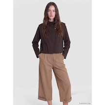 Lcw Modest Kahverengi Dik Yaka Oversize Kadın Yağmurluk