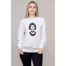 Sevginin Gücü Mathilda & Leon The Baskılı Beyaz Kadın Sweatshirt