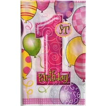 Masa Örtüsü 1 Yaş Happy Bırthday 108x180cm Pembe Pk:1