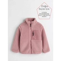 Smalltouch Unisex Çocuk Yumuşak Dokulu Astarlı Fermuarlı Cepli Peluş Hırka Pembe